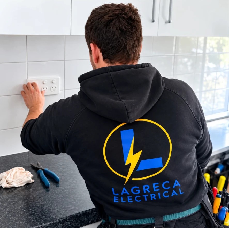 Power point installation in a kitchen by Lagreca Electrics